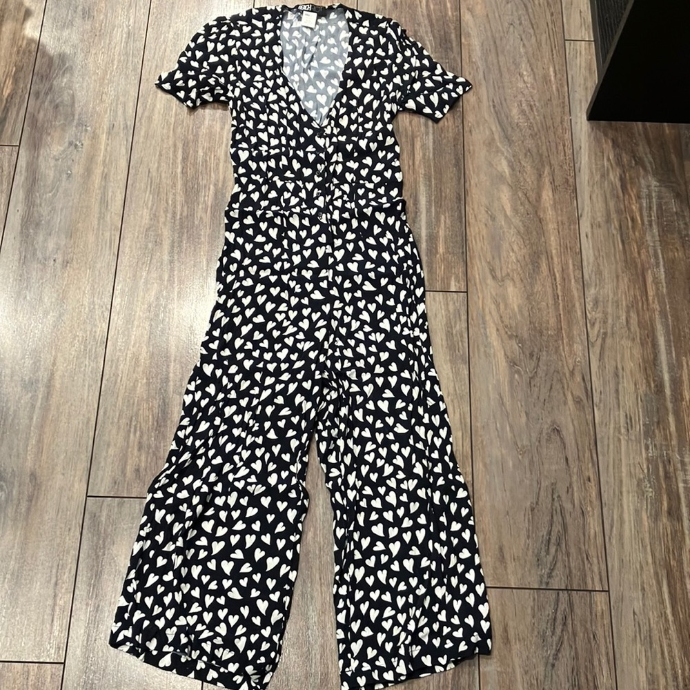 Beach Riot Short Sleeve Heart Pattern Jumpsuit